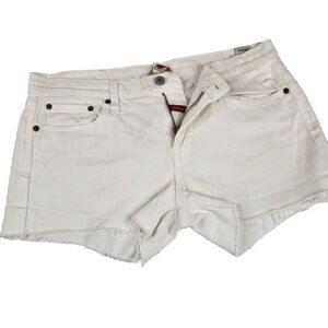 Vintage 90s Cut Off Jean Shorts Womens Size 10 White Denim Destroyed Frayed